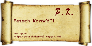 Petsch Kornél névjegykártya