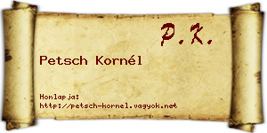 Petsch Kornél névjegykártya